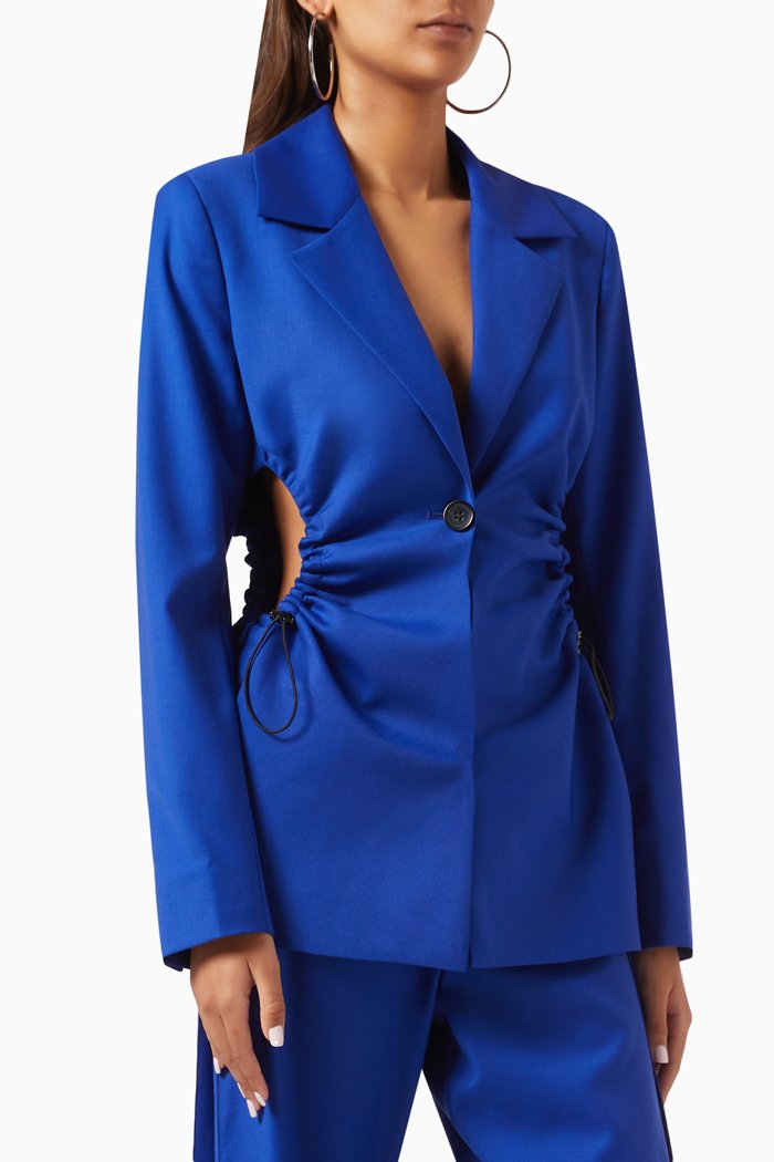 Bungy Cut-out Blazer in Wool, Blue