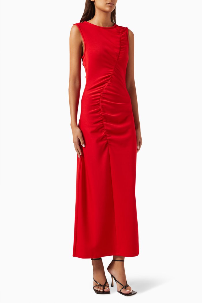 

Orchid Gathered Maxi Dress, Red
