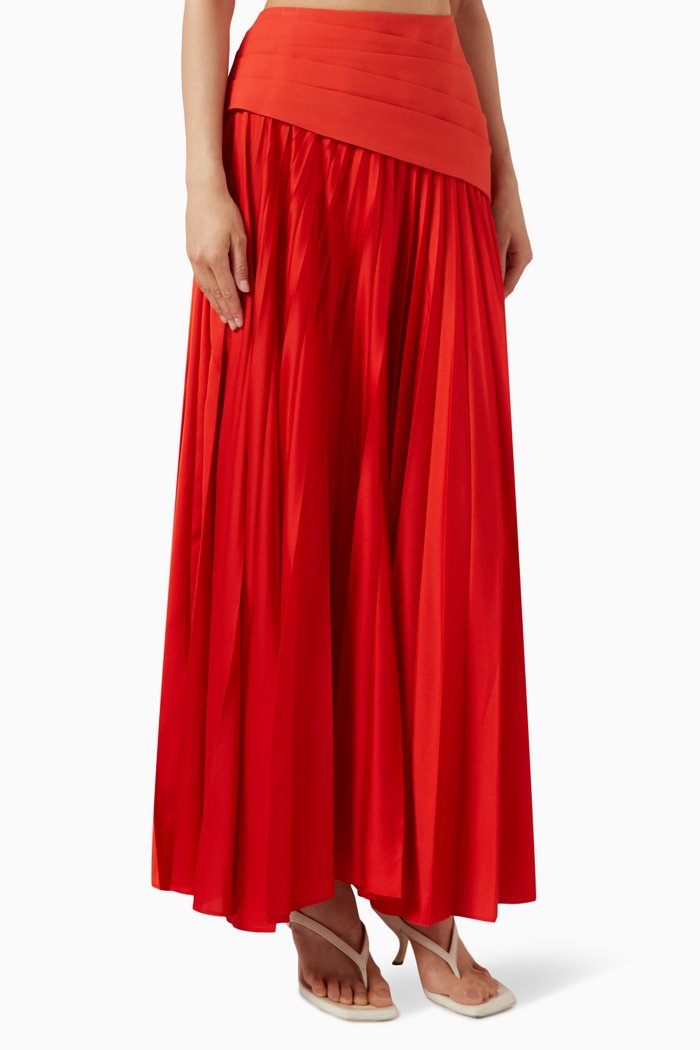 

Marion Pleated Maxi Skirt, Red