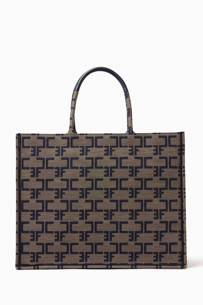 

Large Monogram Tote Bag in Jacquard, Brown