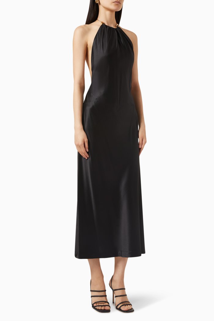 

Noella Midi Dress in Silk, Black