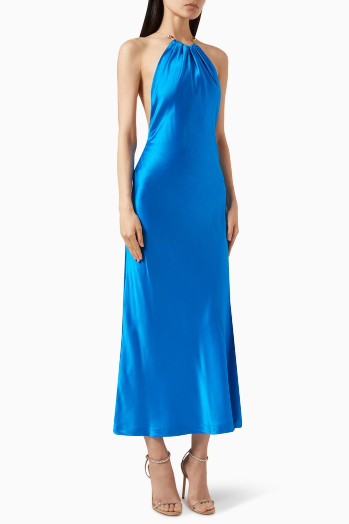 

Noella Midi Dress in Silk, Blue