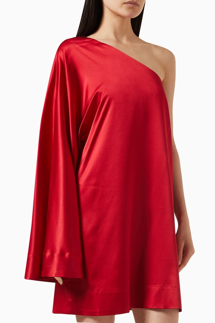

Eliz One-shoulder Mini Dress in Silk, Red