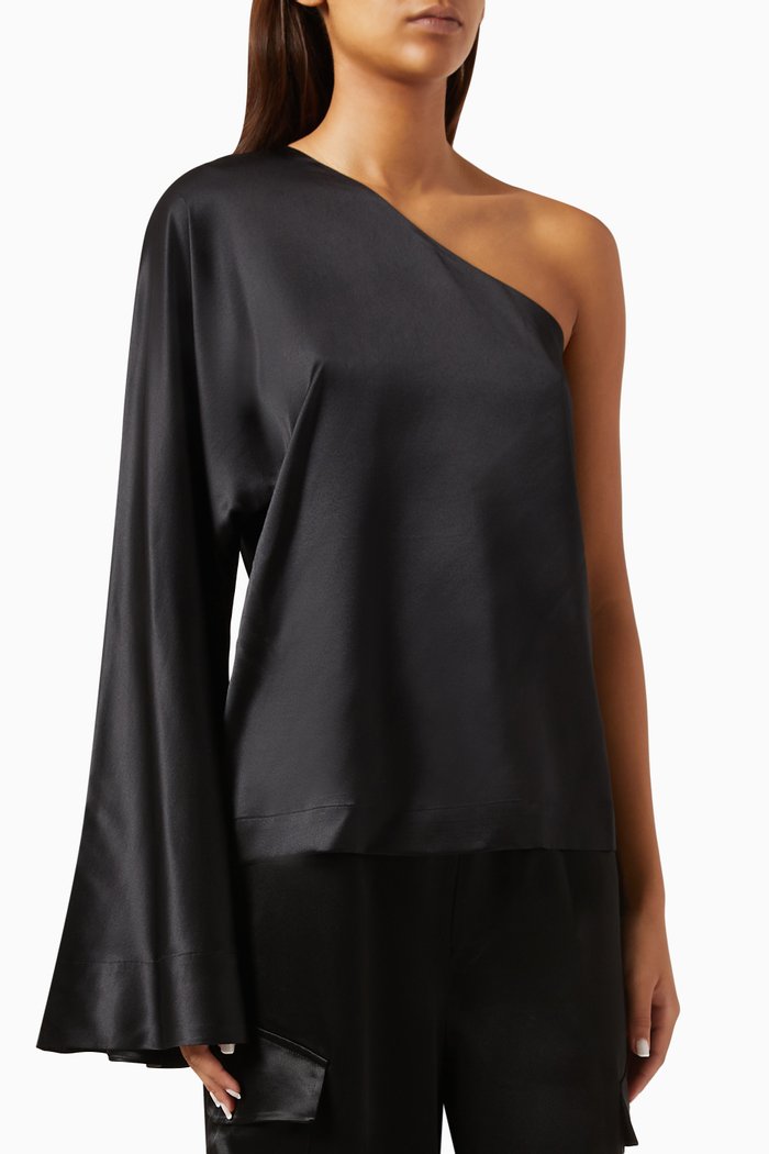 

Eliz One-shoulder Top in Silk, Black