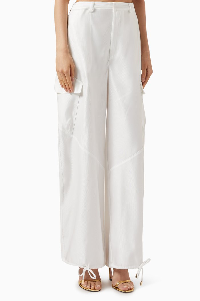Taylor Cargo Pants in Satin, White