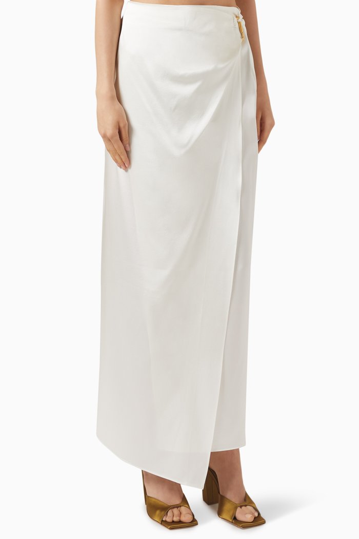 

Lucia Wrap Skirt in Satin, White