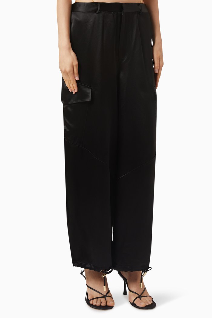 Taylor Cargo Pants in Satin, Black