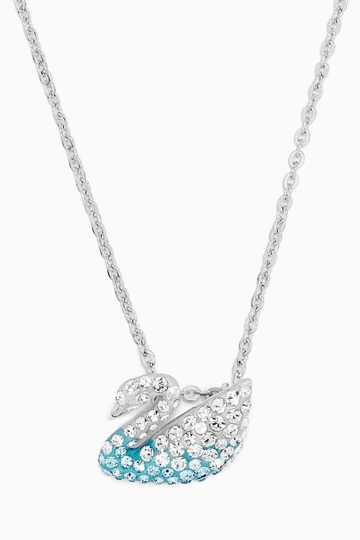 

Iconic Swan Pendant in Rhodium-plated Metal, Blue