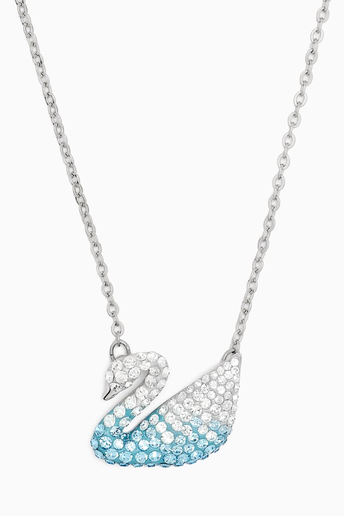 

Iconic Swan Pendant in Rhodium-plated Metal, Blue