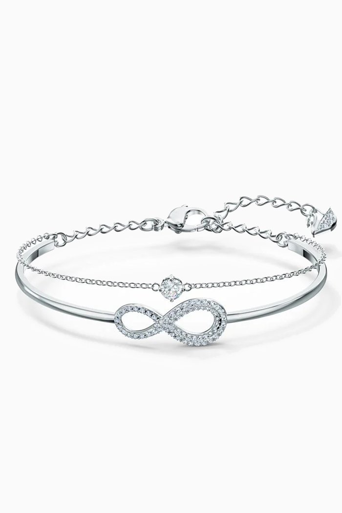

Swarovski Infinity Bangle in Rhodium-plated Metal, Silver