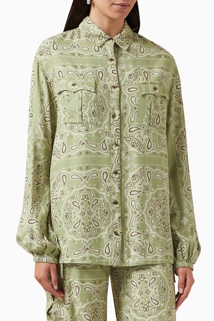 

Indie Bandana-print Shirt in Recycled Viscose, Green