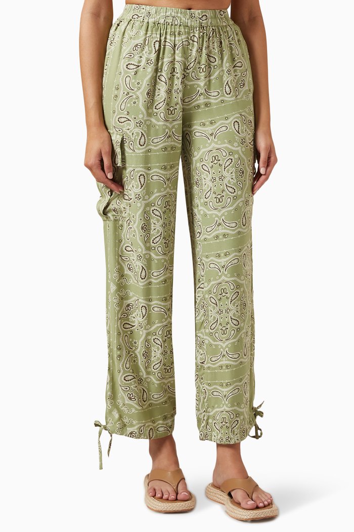 

Bandana-print Cargo Pants in Recycled Viscose, Green