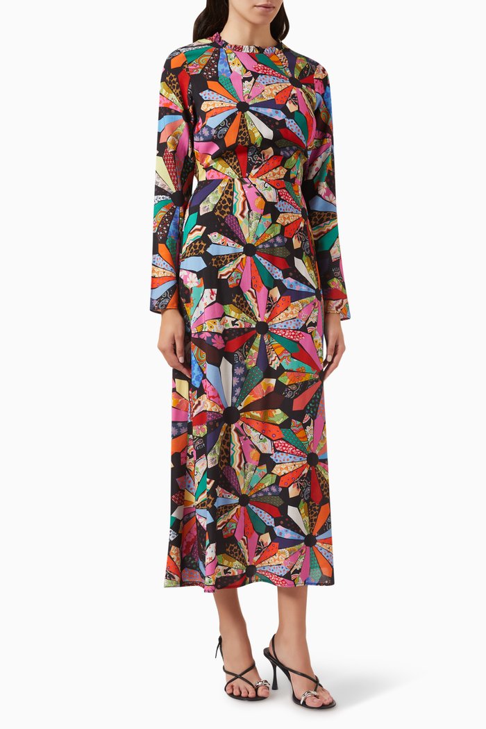 

Patchwork Halle Midi Dress in Ecovero-viscose, Multicolour