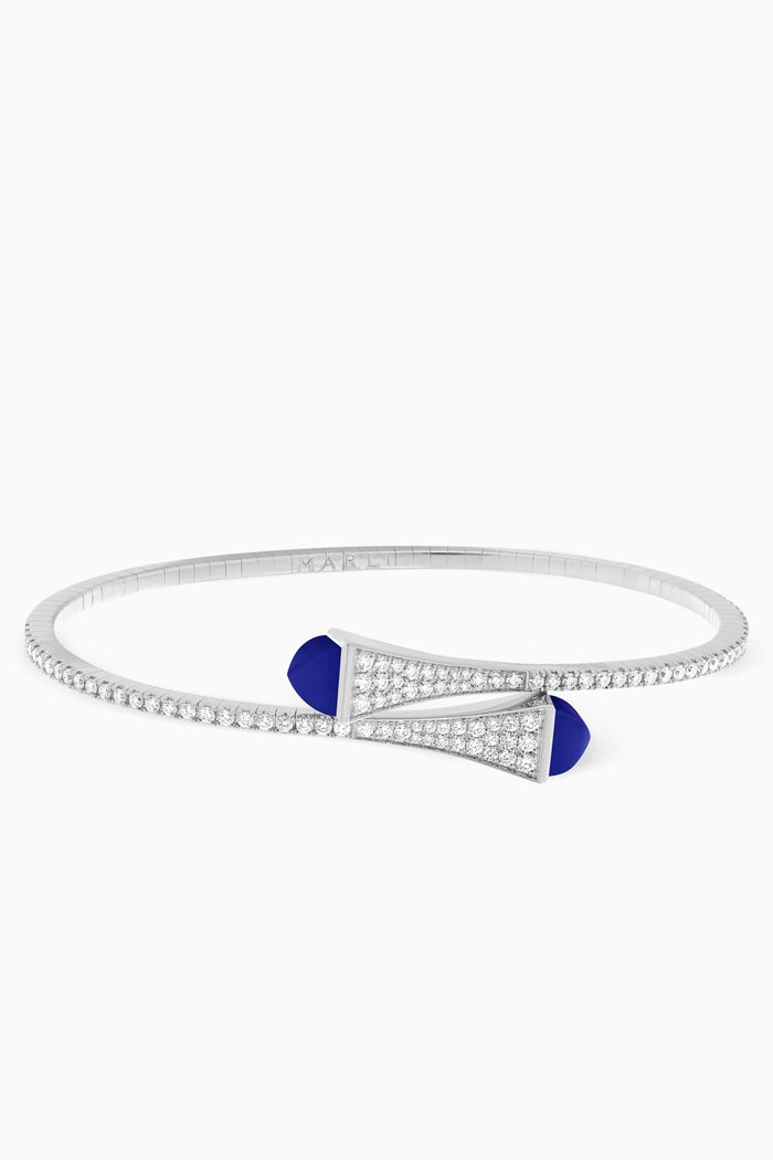 

Cleo Diamond Slim Slip-on Bracelet in 18kt White Gold, Silver