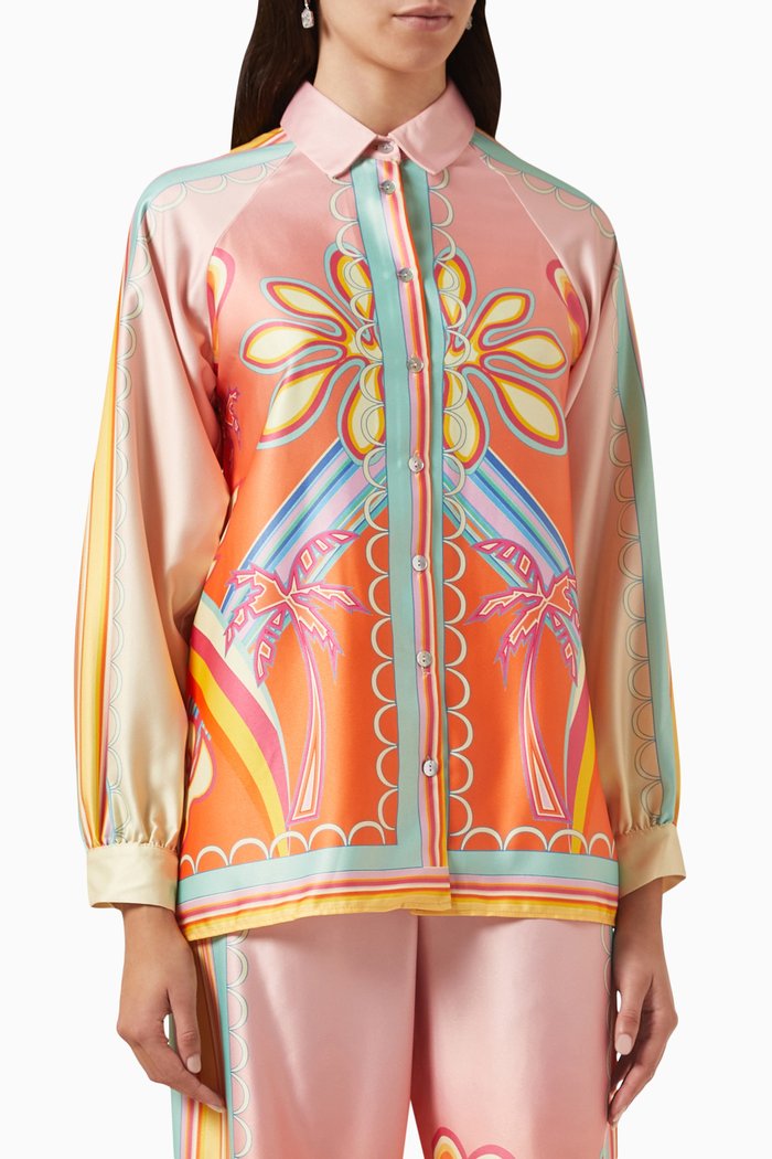 Amelie Printed Shirt in Satin, Multicolour