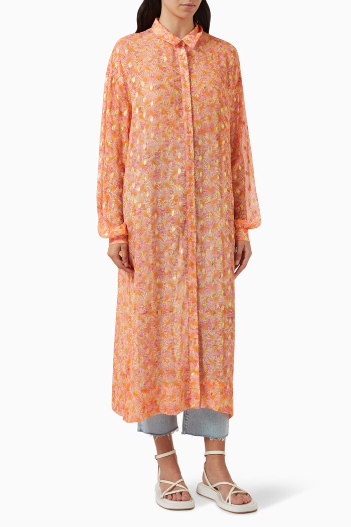 

Ombre Shell Longline Lila Shirt in Georgette, Multicolour