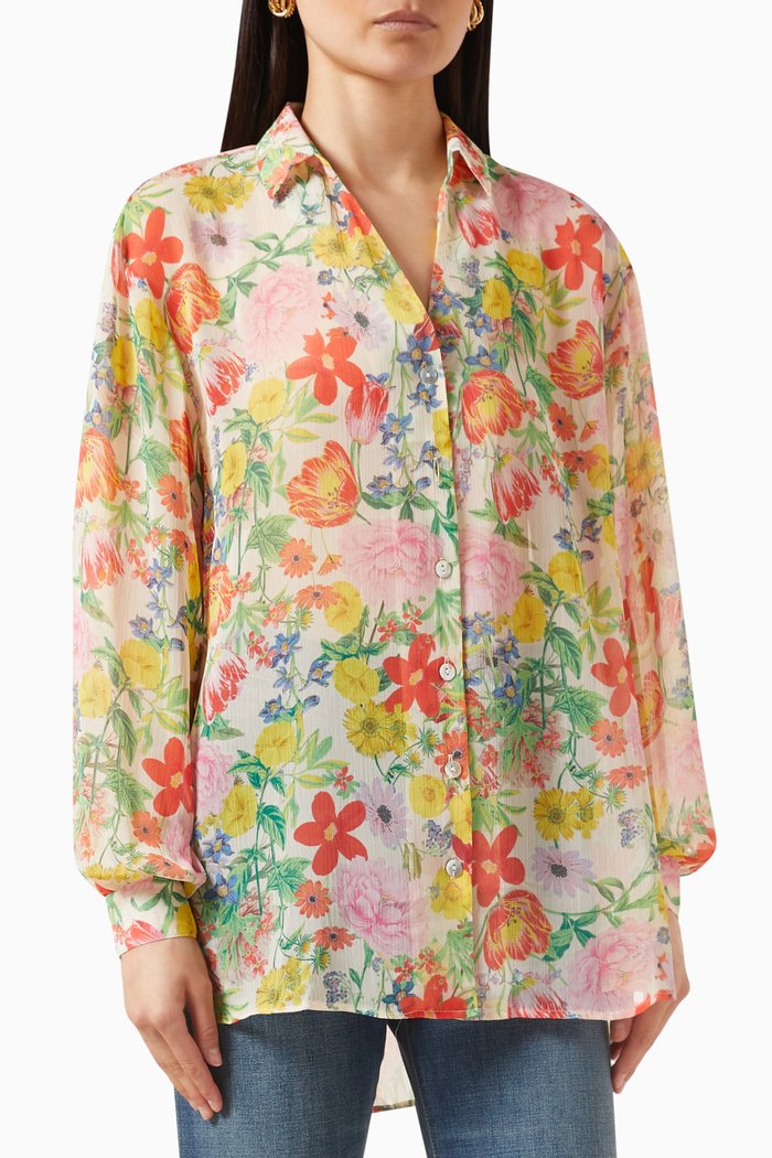 

Floral Garden Sheer Oversized Shirt, Multicolour