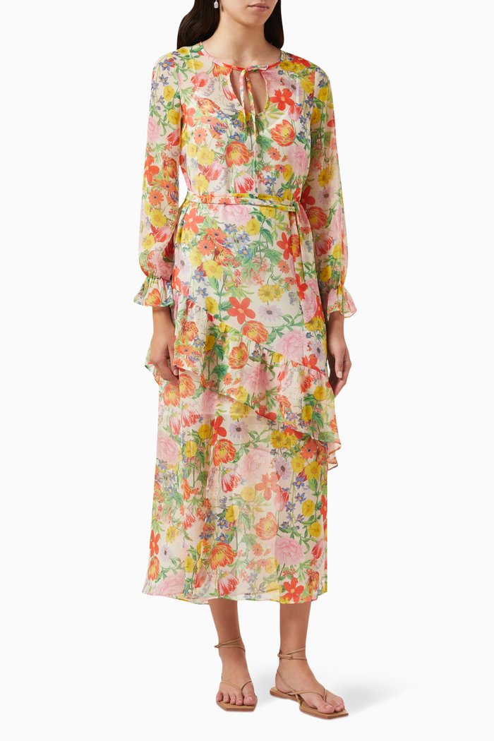 

Floral Garden Maxi Dress in Chiffon, Multicolour