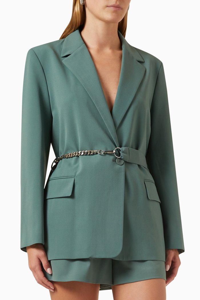 

Villette Belted Jacket in Wool-blend, Green