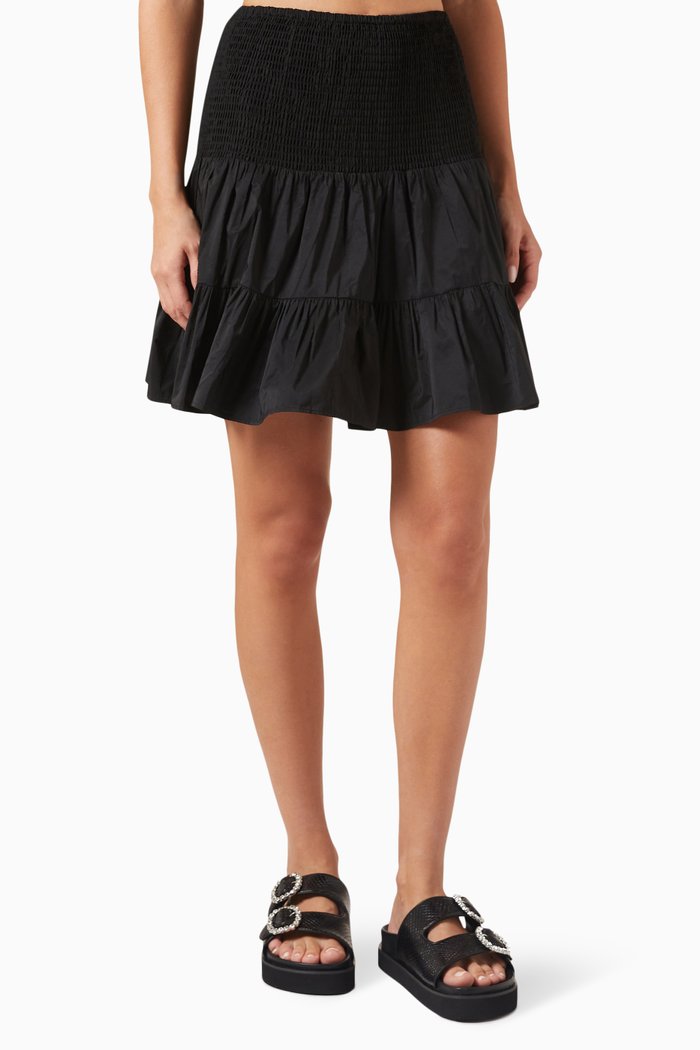 

Jun Ruffled Mini Skirt in Taffeta, Black