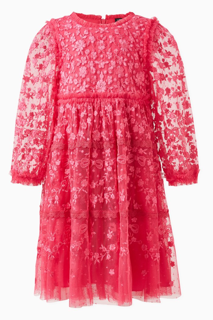 

Celeste Ribbon Dress in Polyester, Pink
