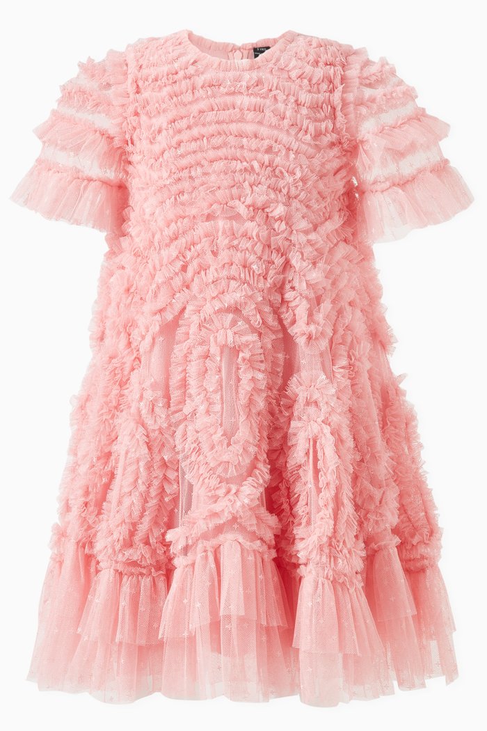 

Verity Ruffle Dress in Polyester, Pink