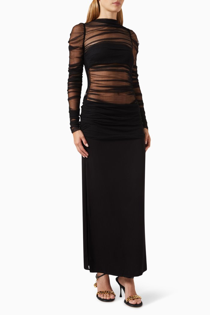 

Column Maxi Dress in Silk-tulle, Black