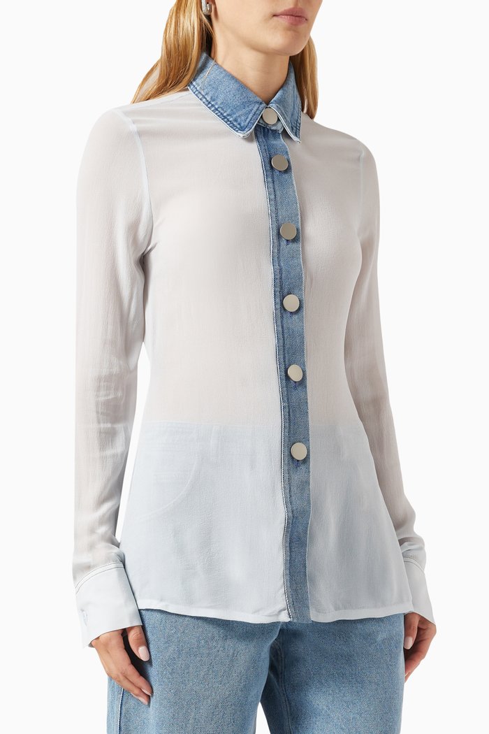 

Tailored Tab Ghost Shirt in Silk-chiffon, Multicolour