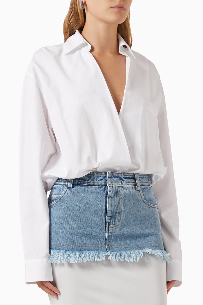 

Redux Shirt Bodysuit in Cotton, White