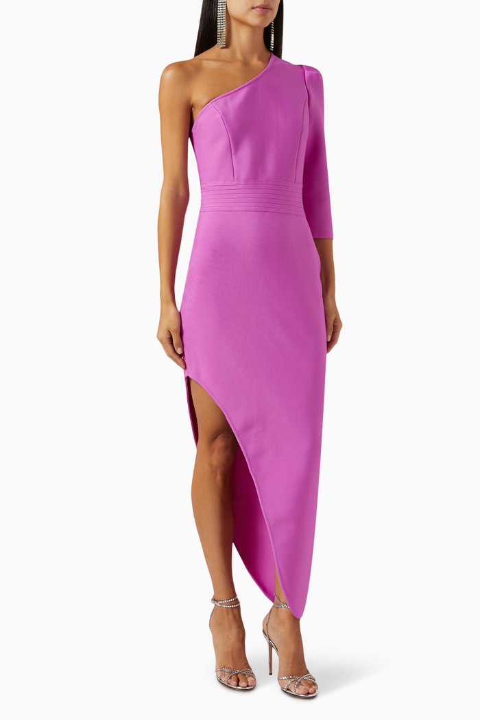 

Makena One-shoulder Midi Dress, Purple