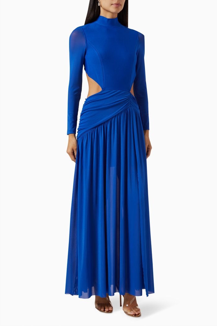 

Dawn Cut-out Maxi Dress in Mesh, Blue