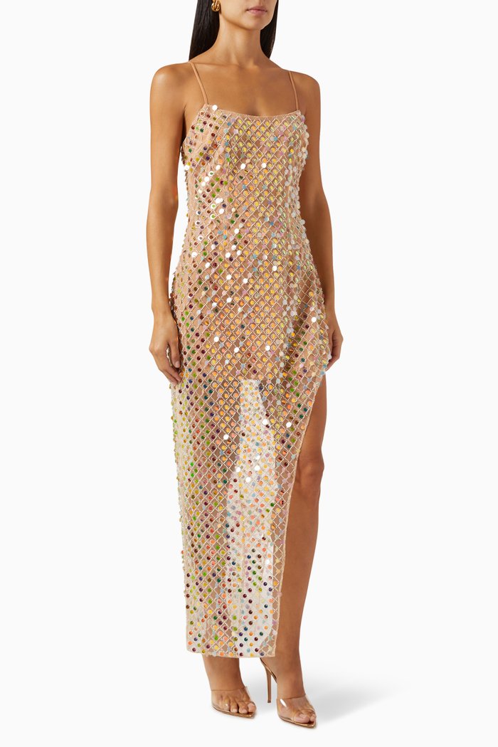 Cabana Paillette Maxi Dress, Multicolour