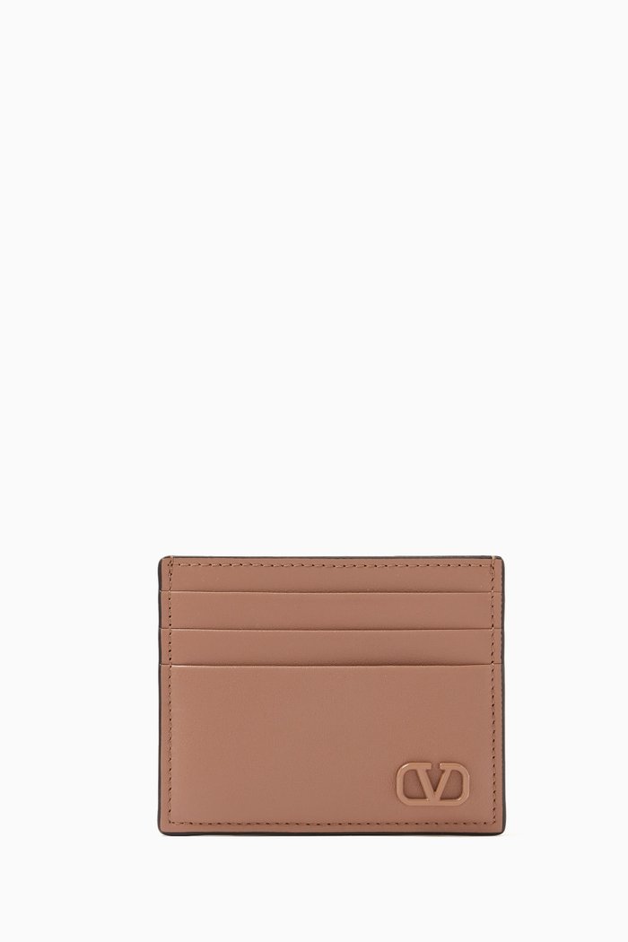 

Valentino Garavani VLOGO Card Holder in Calfskin Leather, Neutral