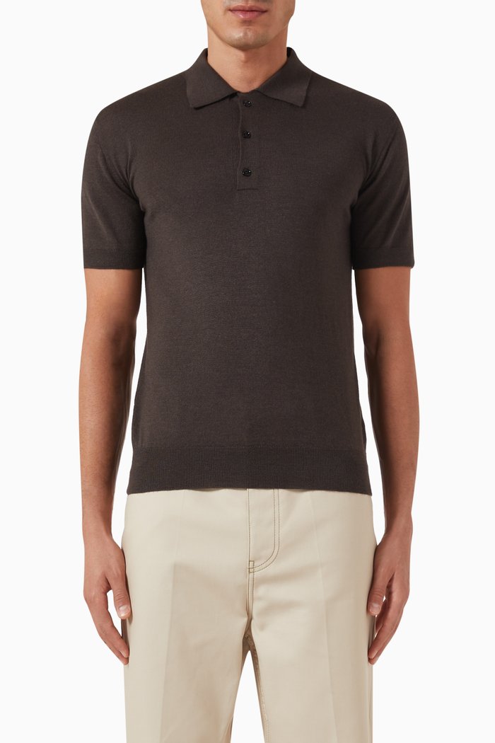 

Valentino Polo in Cashmere-silk Blend Knit, Brown