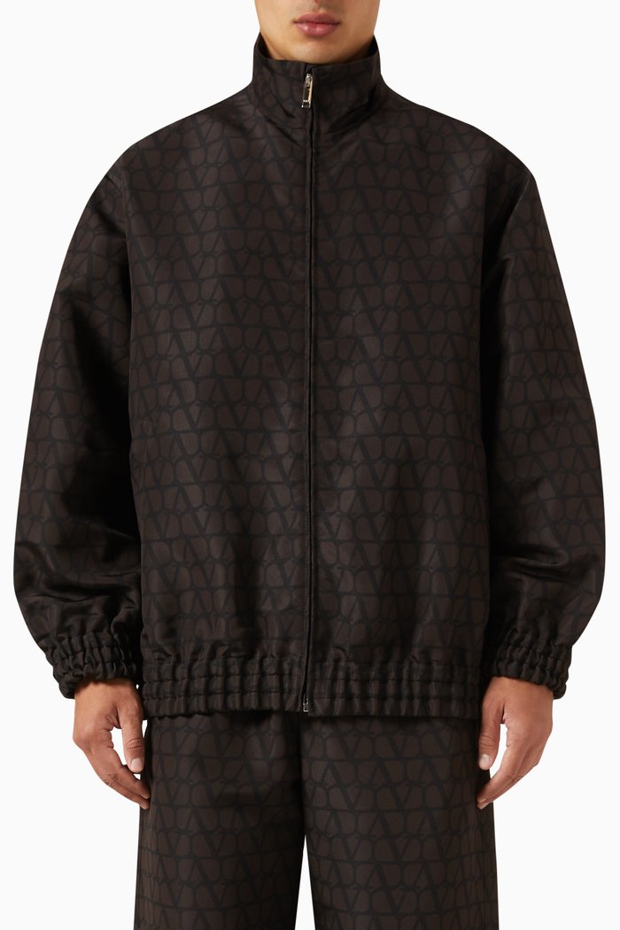 

Valentino Garavani VLOGO Toile Iconographe Jacket in Silk Faille, Black