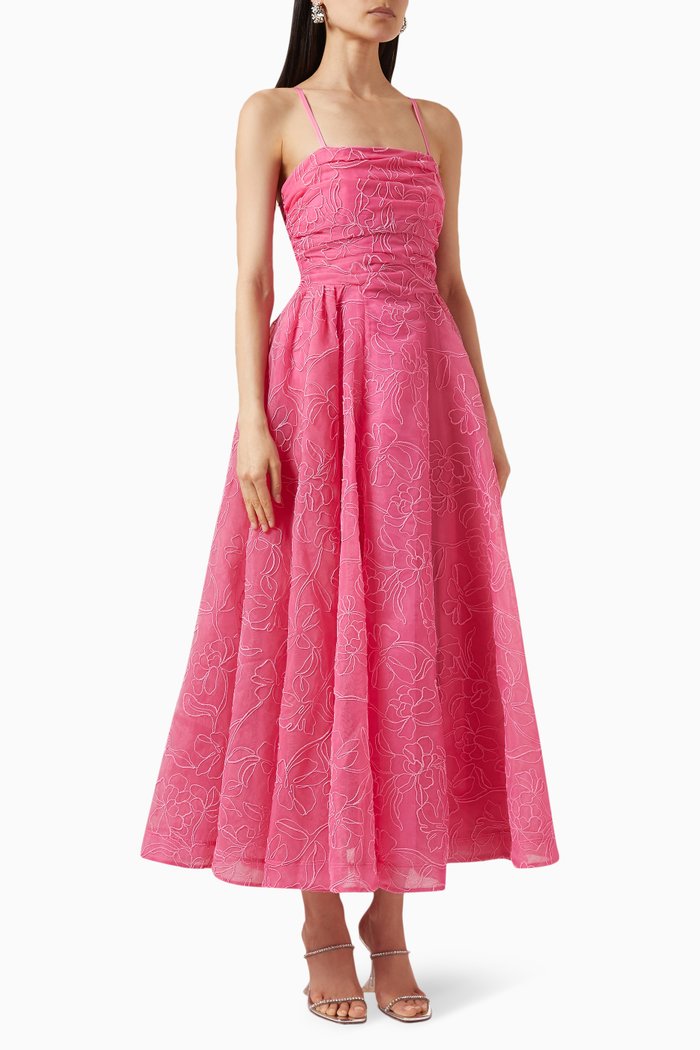 

Evangeline Cornelli Maxi Dress in Organza, Pink