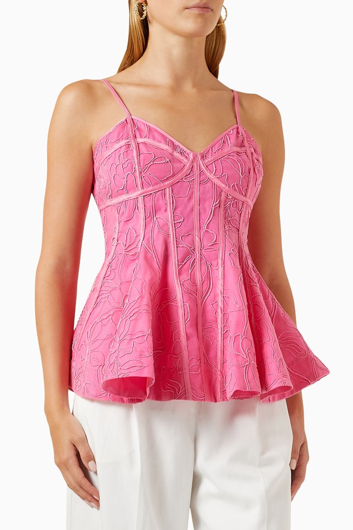 

Evangeline Flared Camisole Top in Organza, Pink