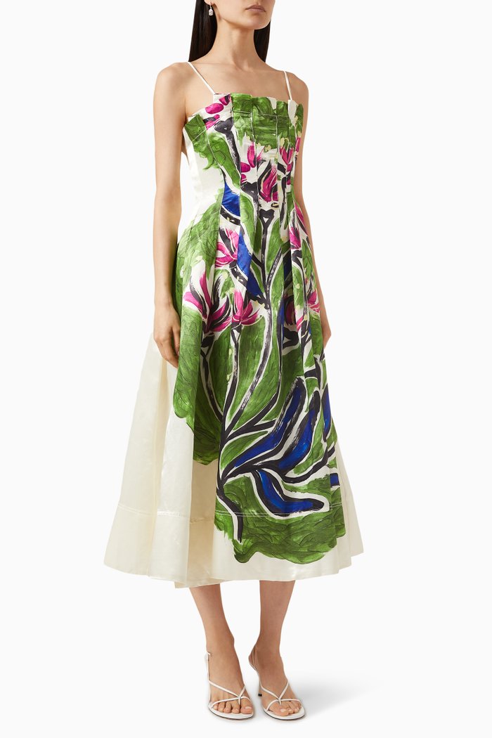 

Paradiso Cinched Midi Dress in Linen Blend, Green