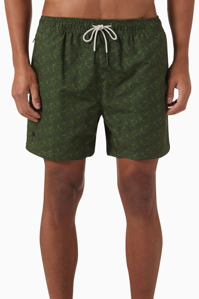 

Squiggle Print Swim Shorts in Nylon, Multicolour