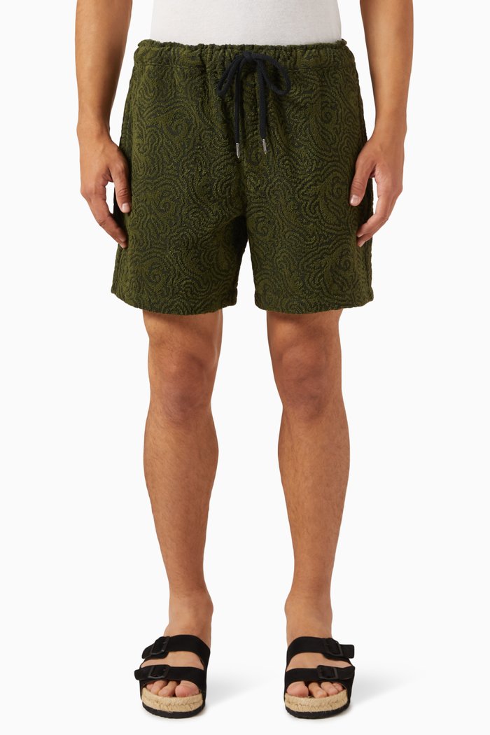 

Squiggle Shorts in Cotton Terry, Green
