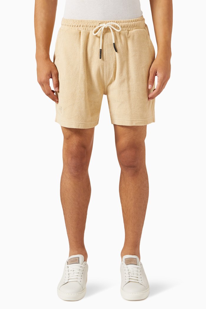 Drawstring Shorts in Cotton Terry, Neutral