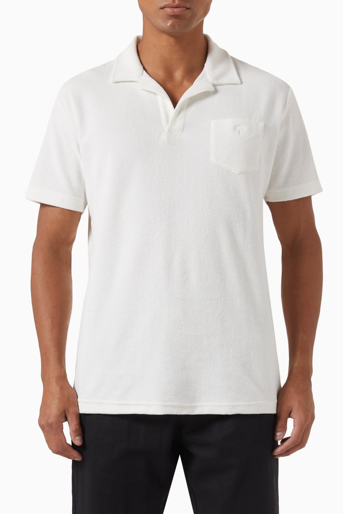 Polo Shirt in Cotton Terry, White
