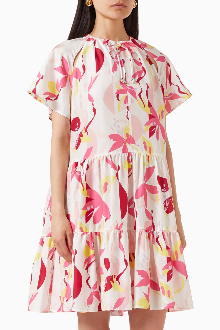 

Darouna Tiered Dress in Silk, Multicolour
