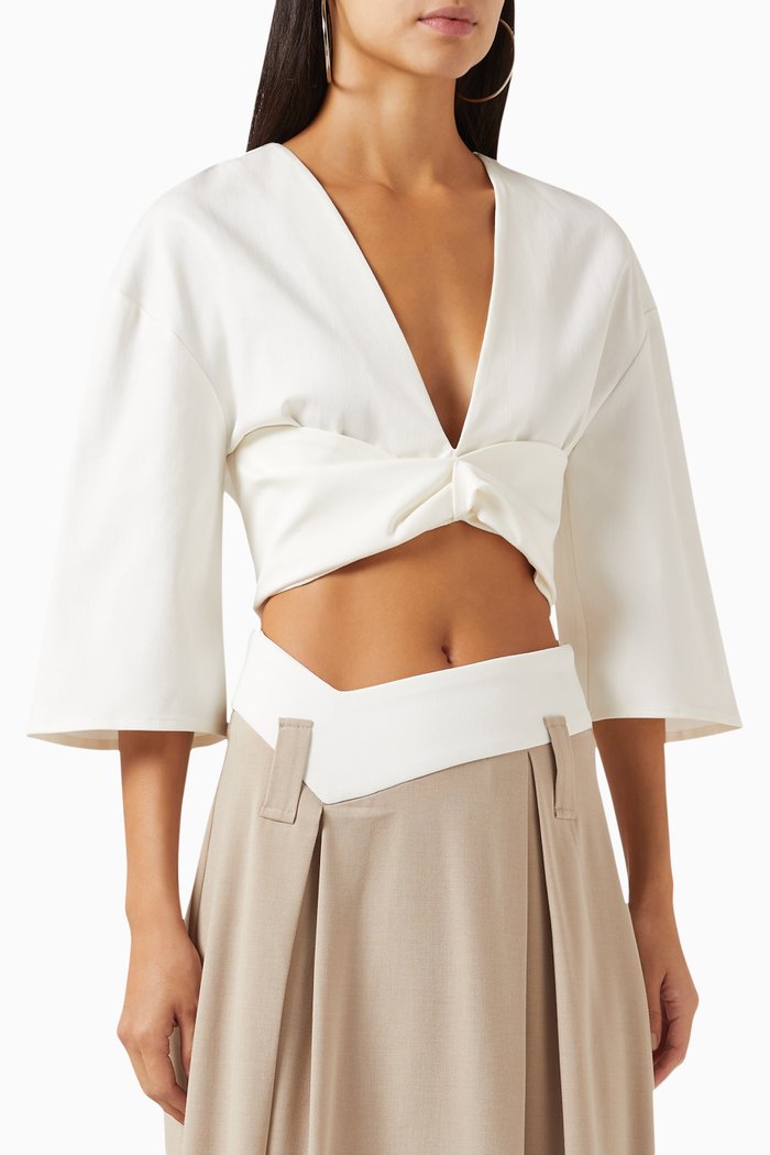 

Twist Front Boxy Top, Neutral
