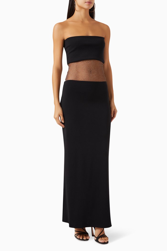 

Two Tone Dress in Wool Blend, Black