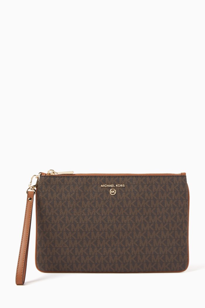 

Large Logo Wristlet in Canvas, Brown