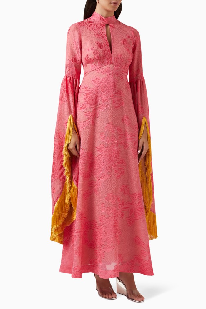 

Leonard Fringed Dress in Silk-blend, Pink
