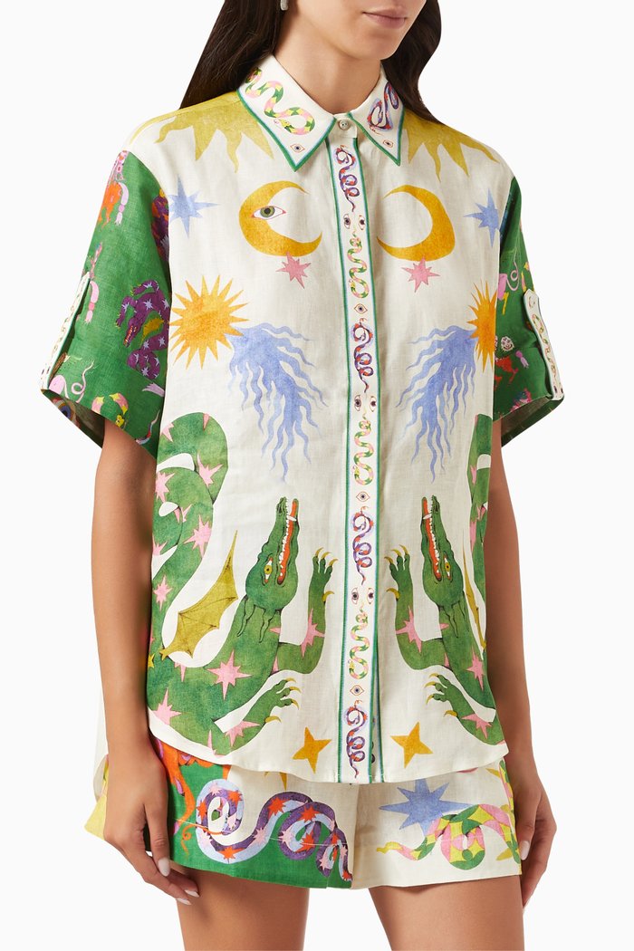 Seeker Shirt in Linen, Multicolour