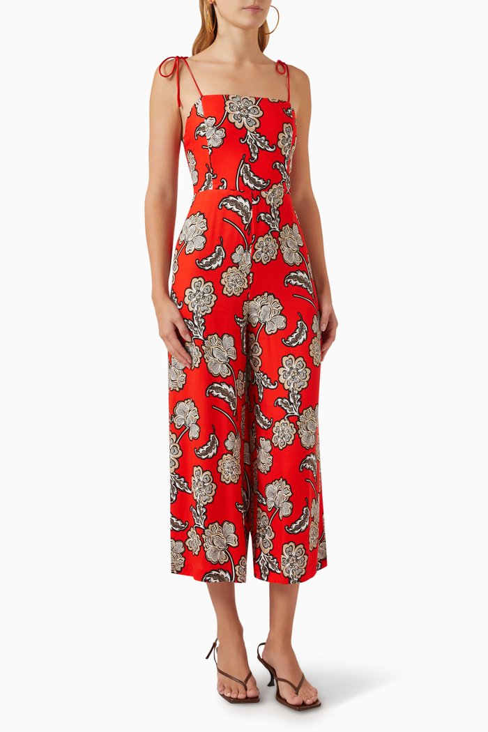 Josie Wide-leg Jumpsuit in Viscose, Red