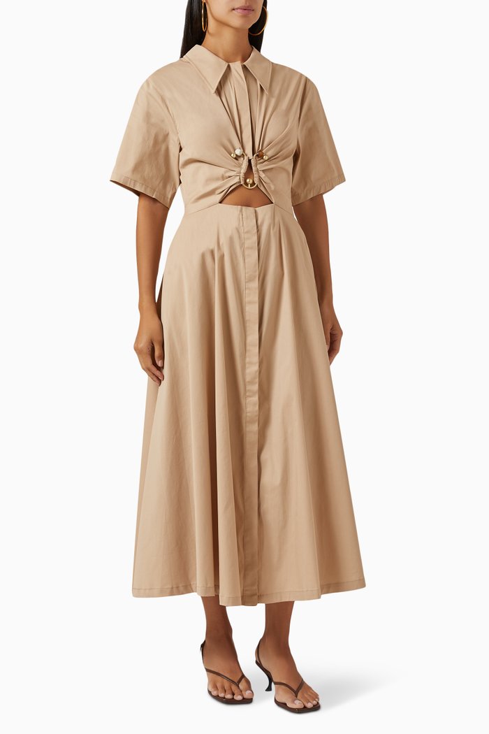

Calibrate Cut-out Shirt Dress, Neutral